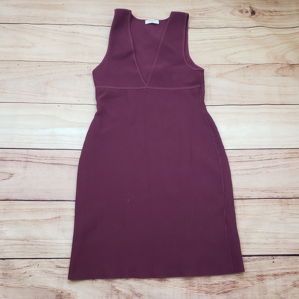 Aritzia Babaton Dress Womens Large Purple Red A-line Sleeveless‎ Ribbed Ladies L